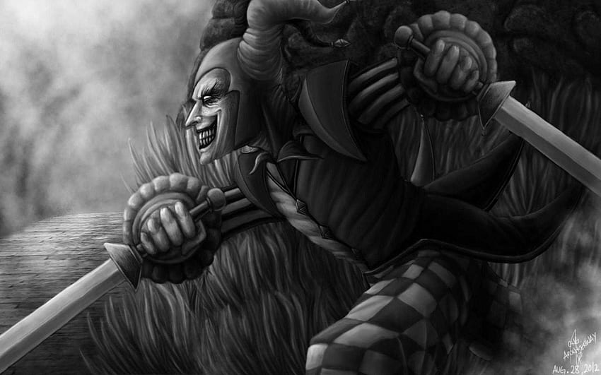 Killer clown illustration, fantasy art, Shaco League of Legends HD wallpaper