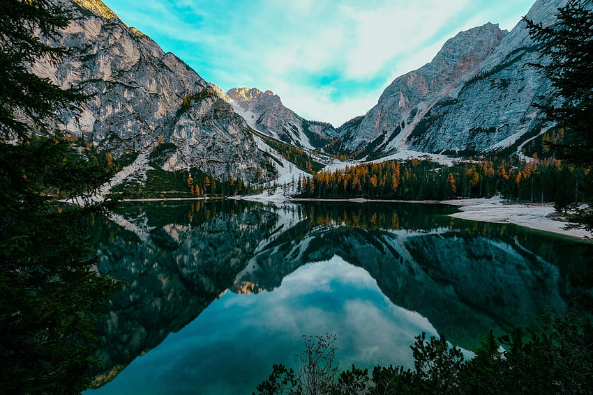 Lac, nature, montagnes, reflets Fond d'écran HD