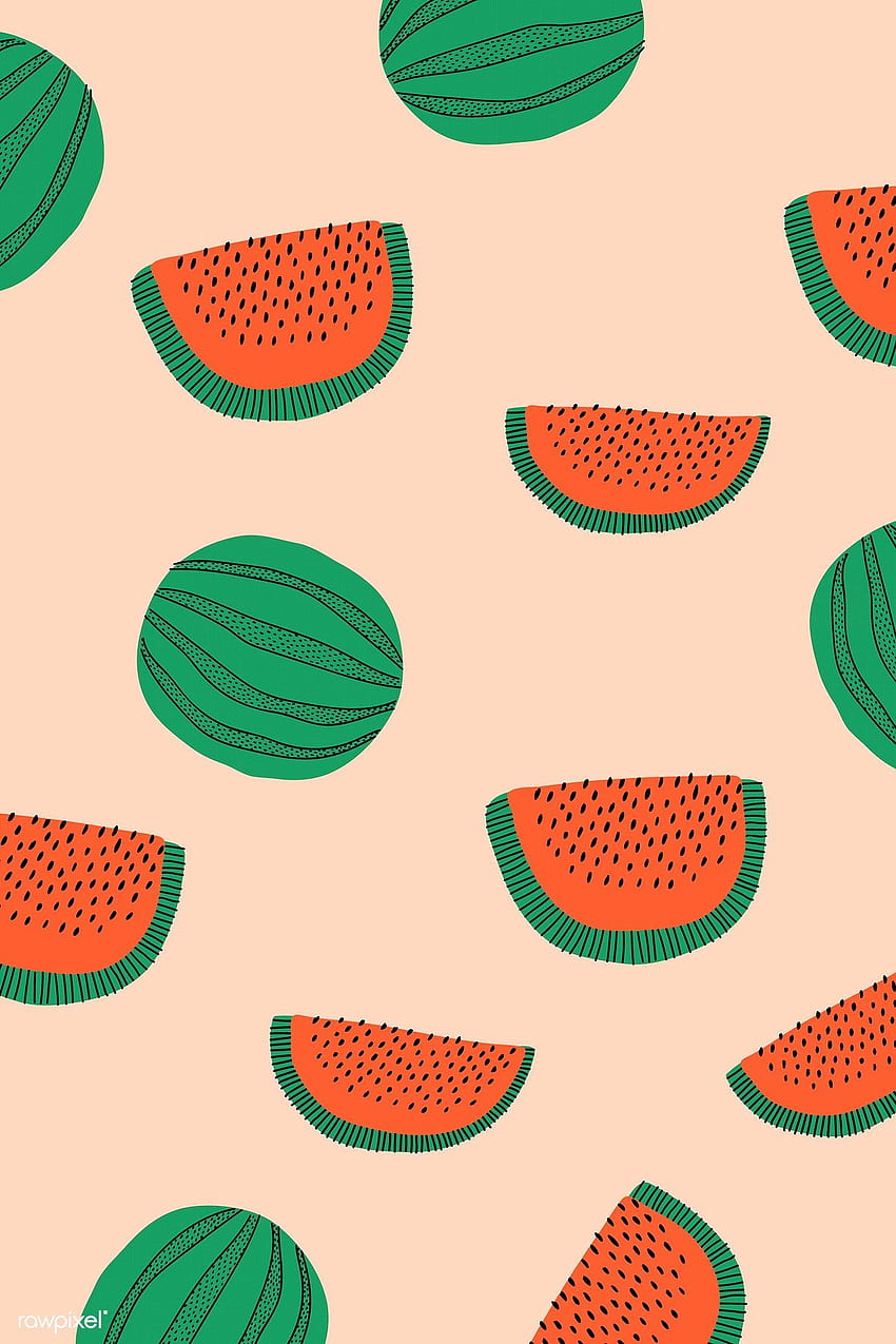premium vector of Watermelon patterned pastel orange, Fruit Pattern HD phone wallpaper