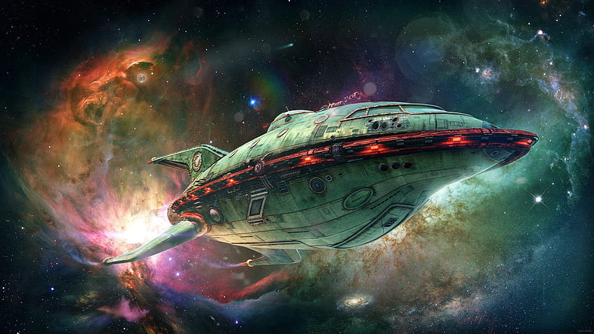 Sah dies, das Planet Express Ship in 3D, Modell und Render, 1K HD-Hintergrundbild