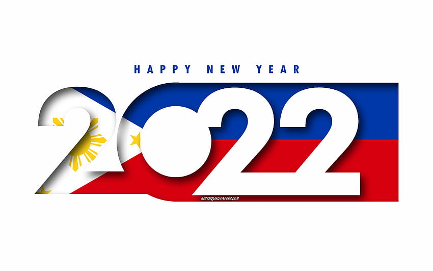 Selamat Tahun Baru 2022 Filipina, latar belakang putih, Filipina 2022, Tahun Baru Filipina 2022, konsep 2022, Filipina, Bendera Filipina Wallpaper HD