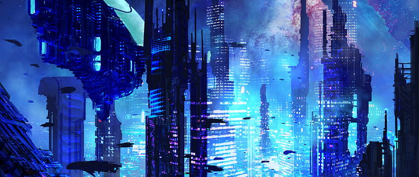 Sci Fi City Ultra Wide TV, ciencia ficción fondo de pantalla