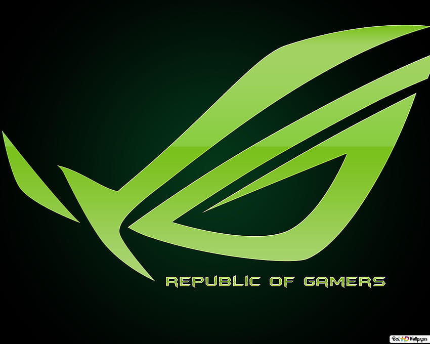 Asus ROG (Republic of Gamers) - Neon Parlayan Yeşil LOGO , Yeşil HP Logosu HD duvar kağıdı