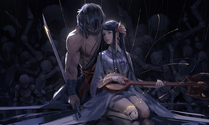 Woman and warrior, artwork, fantasy, anime HD wallpaper