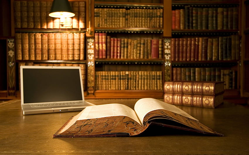 Винтидж библиотека, библиотечен естетичен лаптоп HD тапет