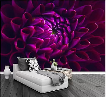 3D Purple Flowers 1080 Wall Paper Print Decal Deco Wall Mural Self-Adhesive  Wallpaper AJ US Lv (Vinyl (No Glue & Removable), 【 82”x58”】