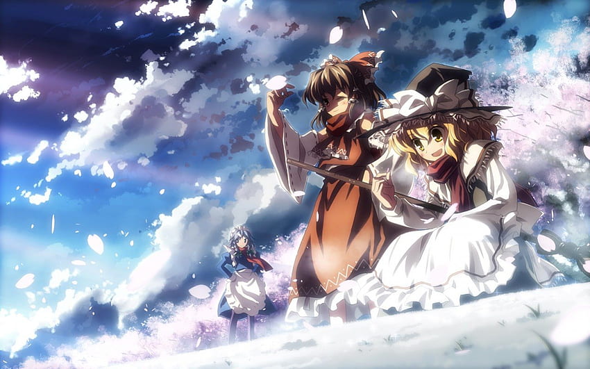 Sonnenaufgang, Mystiker, Mahou, Magie, Reimu Hakurei, Izayoi Sakuya, Priesterin, Anime, Touhou, Kirisame Marisa HD-Hintergrundbild