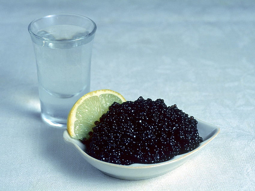Alimentos, Talheres, Limão, Bebida, Caviar papel de parede HD