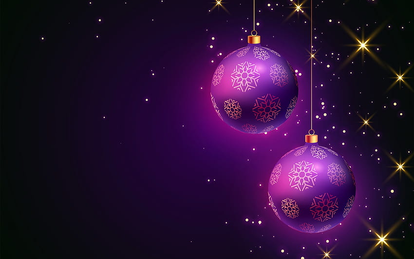 Happy Holidays!, ball, purple, black, craciun, christmas, card, new year HD wallpaper