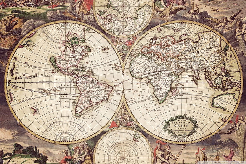 Mappa del mondo antico, TV antica Sfondo HD