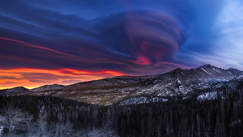 Rocky Mountain Magic - Estes Park, Colorado, snow, winter, clouds, landscape, sky, forest, usa HD wallpaper