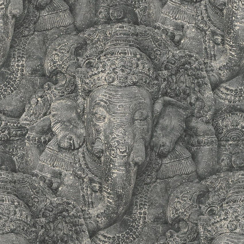 Rasch Stone Ganesha graphic Pattern Realistic Faux Effect Elephant 525502 - Charcoal. I Want, Elephant Print HD phone wallpaper