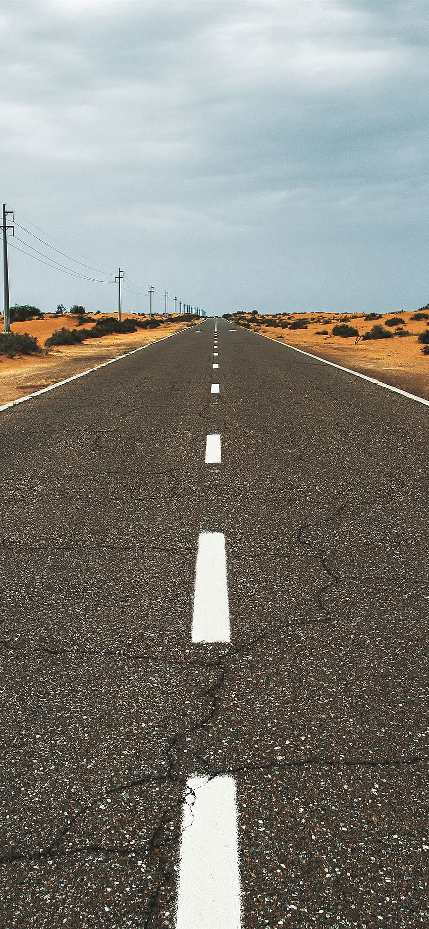 Road, Desert, Power Lines IPhone 11 Pro XS Max, Desert Street HD phone wallpaper