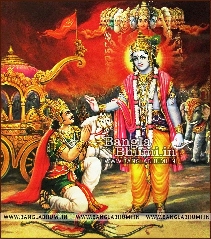 Geeta Mahabharat Shri Krishna And Arjun India God, Arjuna HD phone wallpaper