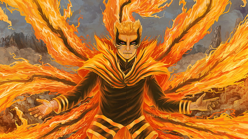 Baryon Mode Naruto Uzumaki Fire Background Naruto . , Mode Barron Naruto Wallpaper HD