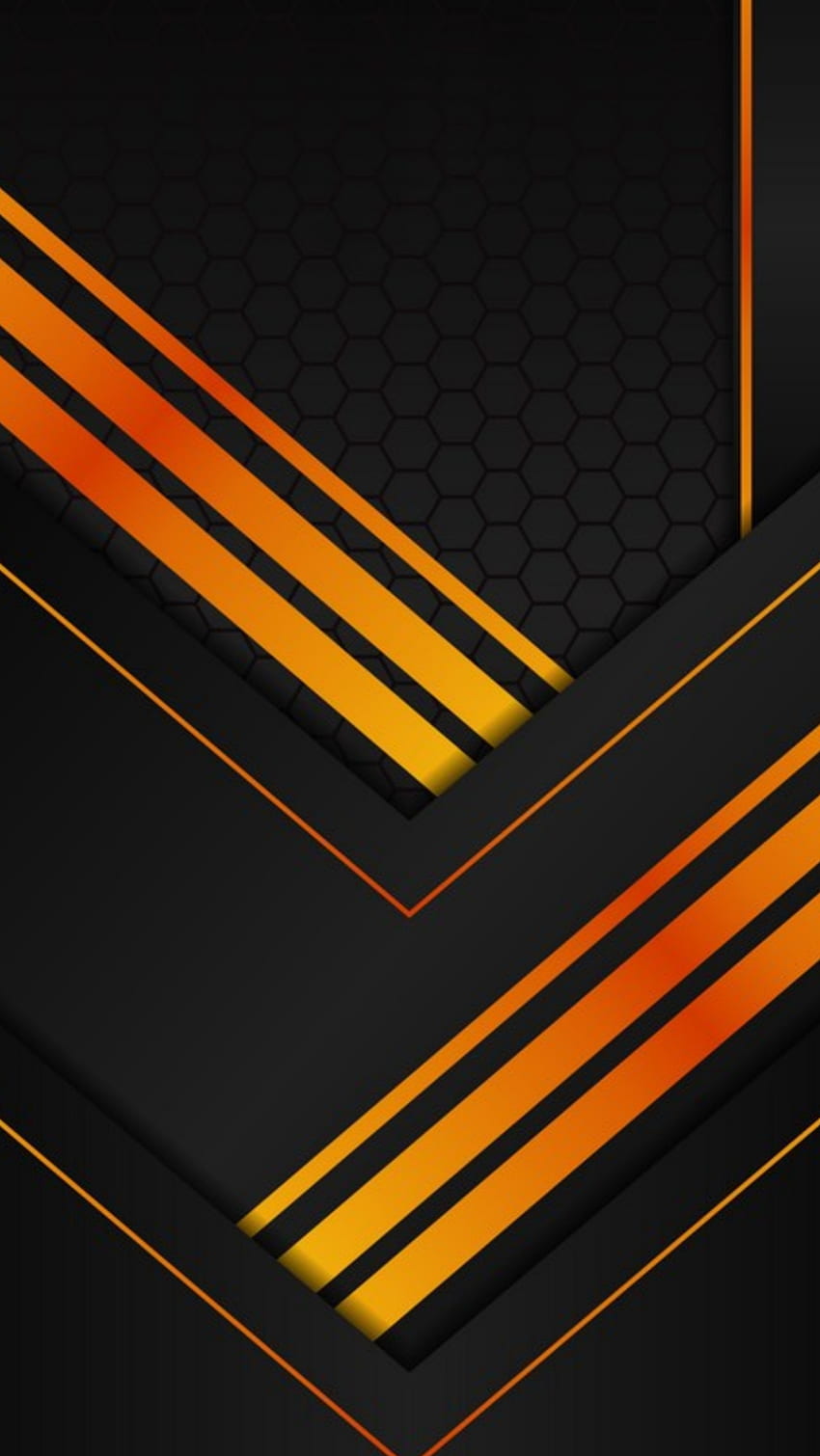 black yellow gamer 3d, orange, stripes, tech, material, texture, design, geometric, pattern, abstract, lines HD phone wallpaper