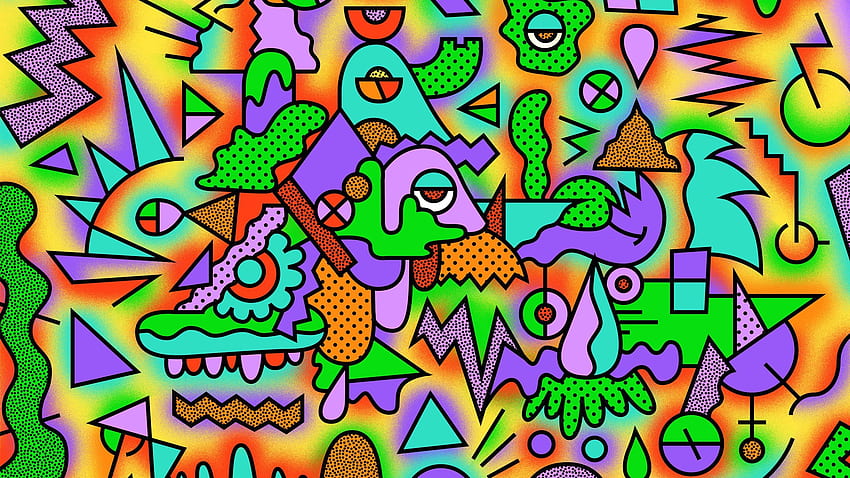 Abstract, Multicolored, Motley, , Drawing, Figurines, Figures, Acid HD wallpaper
