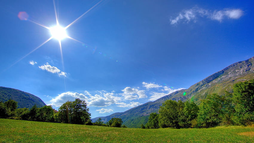 ธรรมชาติ ดวงอาทิตย์ ฤดูร้อน ส่องแสง แสง คาน รังสี Polyana สำนักหักบัญชี วัน ทุ่งหญ้า วอลล์เปเปอร์ HD