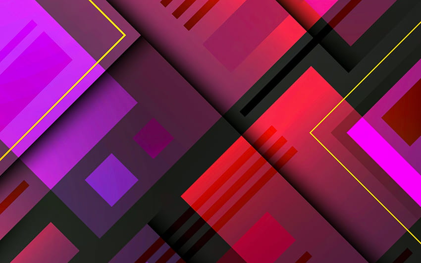 Red and Purple, purple, abstract, red, vector, sqaures HD wallpaper