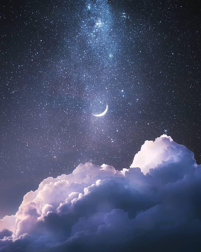 Cielo estrellado estético, noche estrellada azul. fondo de pantalla del teléfono