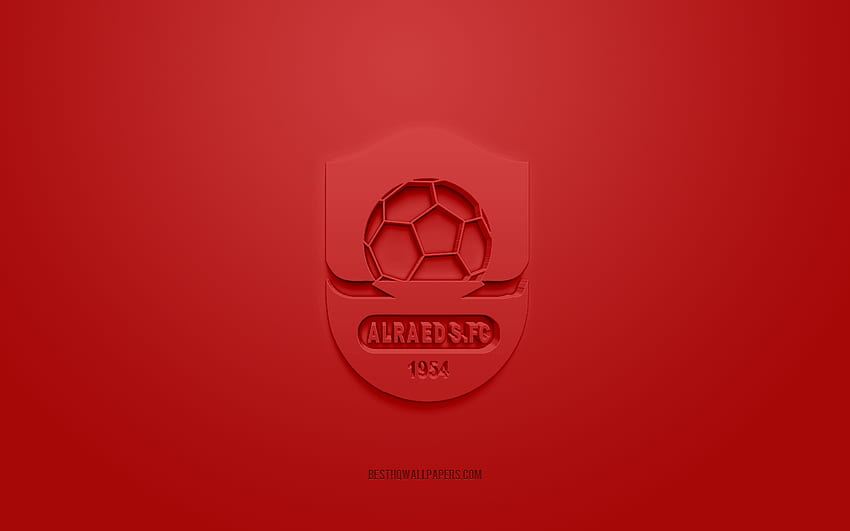 Al Raed FC, creative 3D logo, red background, SPL, Saudi Arabian football Club, Saudi Professional League, Buraidah, Saudi Arabia, 3d art, football, Al Raed FC 3d logo HD wallpaper