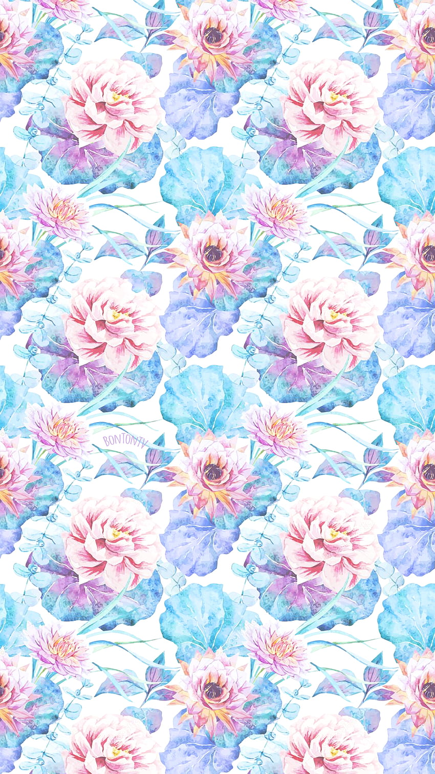 Telefon-Aquarell-Blumenmuster - von BonTon TV - Hintergrund 1080x. Blumentelefon, künstlerisches iphone, Liebeshintergrund, Blumenmuster HD-Handy-Hintergrundbild