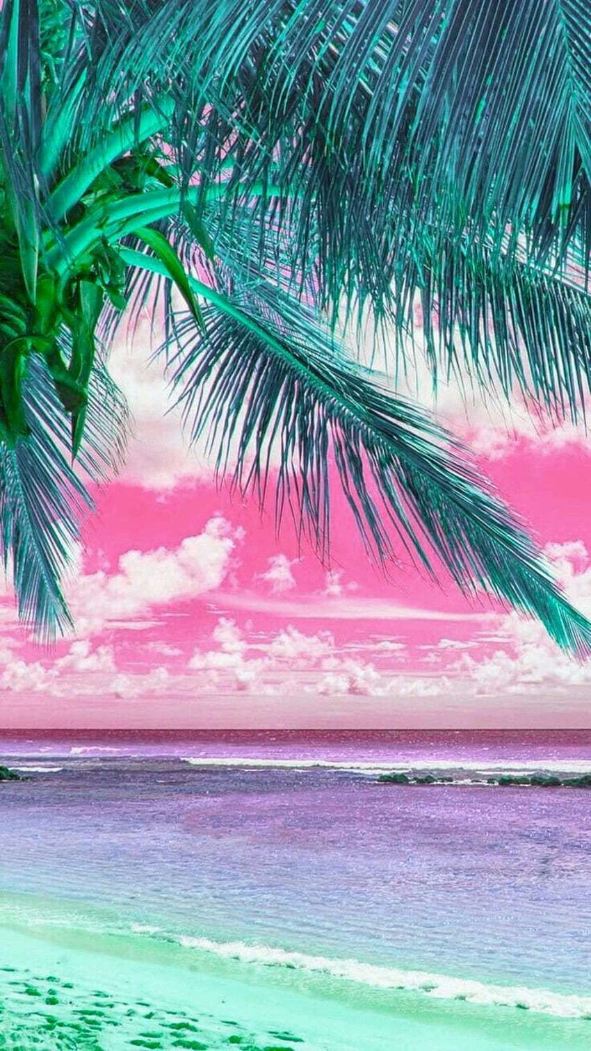 Playa pastel. lindo, iPhone de playa, verano de iphone, Pink Girly Beach fondo de pantalla del teléfono