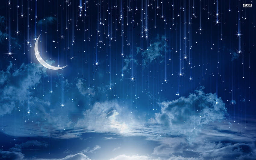 Estrellas del cielo nocturno, cielo nocturno estrellado azul fondo de pantalla