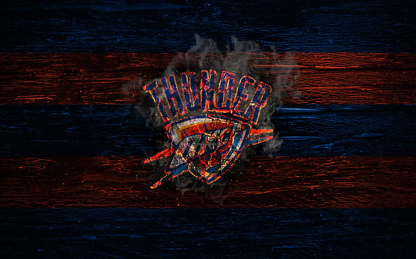 Oklahoma City Thunder, logo Fire, NBA. t, Grzmot Koszykówka Tapeta HD