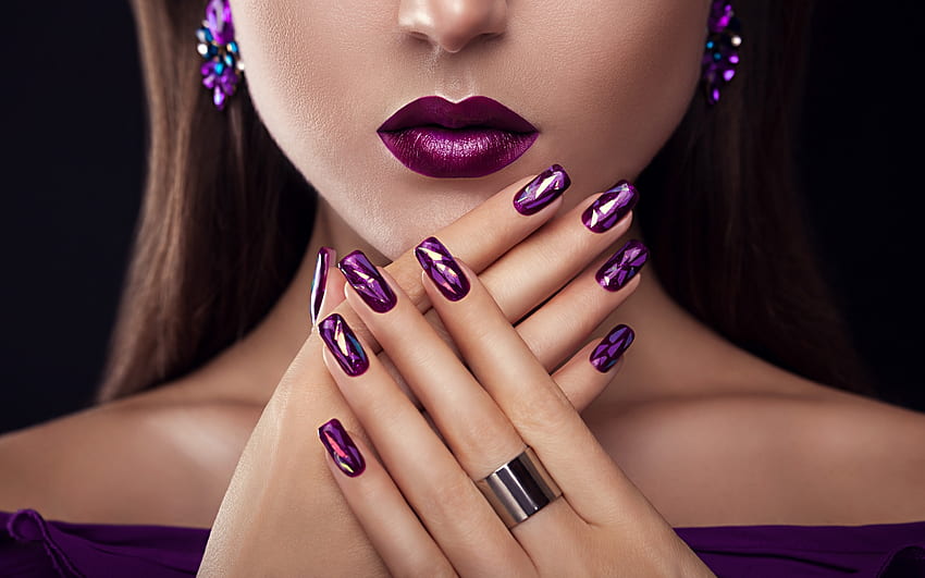 Nails, lips, lady, beauty HD wallpaper