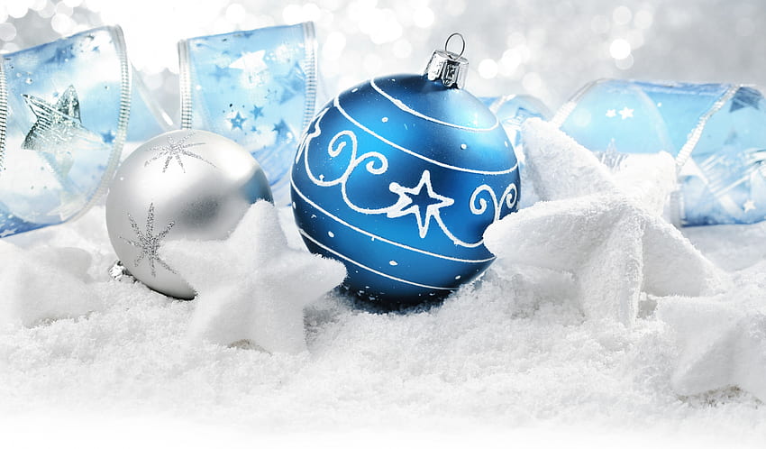 クリスマスの飾り、メリー クリスマス、クリスマス、ボール、青いボール、ボール、魔法のクリスマス、クリスマス 高画質の壁紙