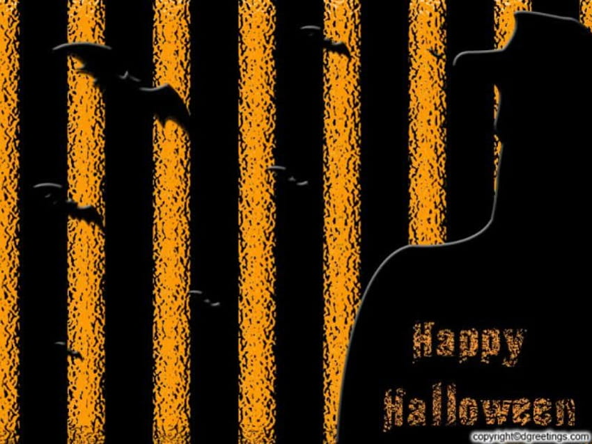 Spooky Halloween, night, halloween, gold stipes, silhouette person, bats HD wallpaper