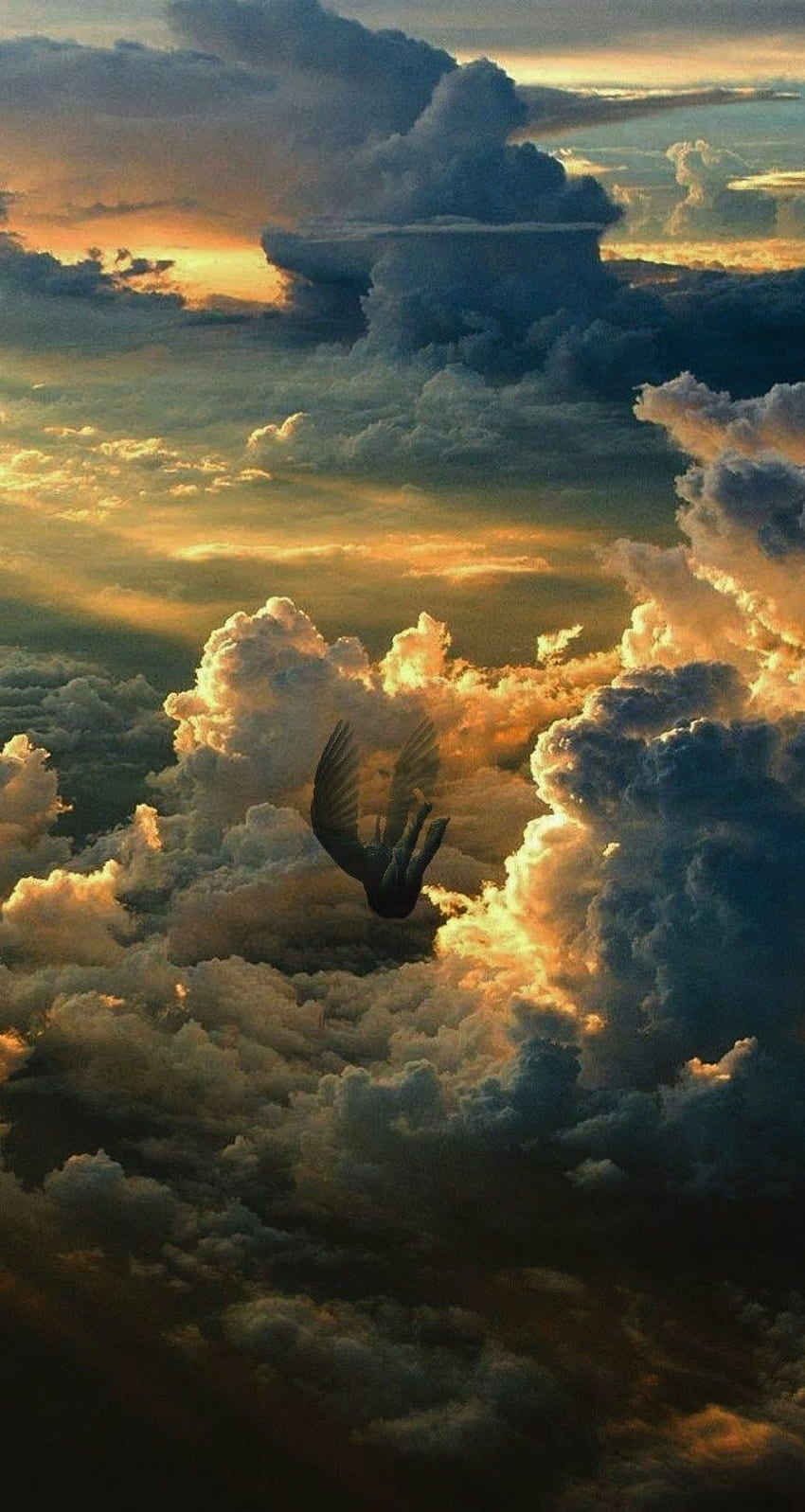 Gefallener Engel. Wolken iphone, Himmelsästhetik, Sonnenuntergang, fallender Himmel HD-Handy-Hintergrundbild