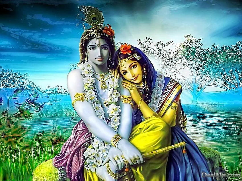 Krishna & Radha. L'essence de l'amour spirituel. Embrassant chacun, Lord Krishna 3D Fond d'écran HD