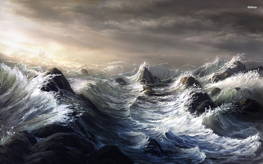 ダーク オーシャン ワイド gA、夜の海の波 高画質の壁紙