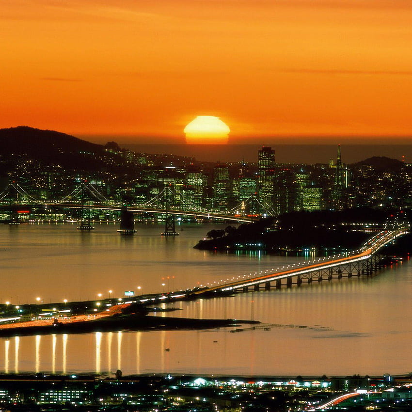 Landmarks - The Setting Sun Over San Francisco - iPad iPhone , San Francisco iPad HD phone wallpaper
