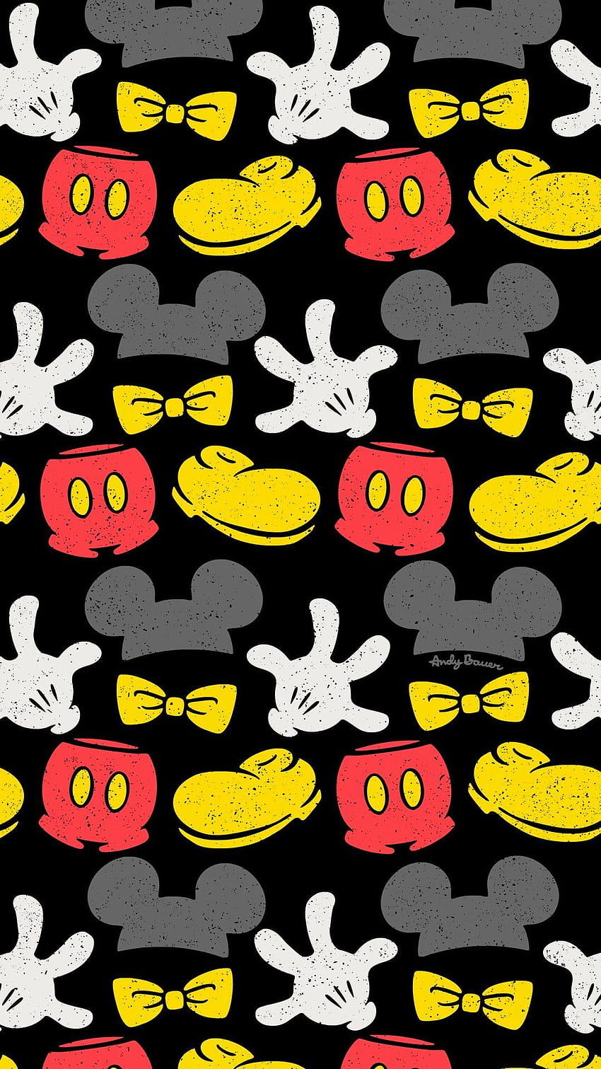 Micky Maus wiederholen Muster Oberflächendesign Disney Kunst Illustration Zeichnung Telefon ikonisch. Disney-Kunst, sich wiederholende Muster, Telefonhintergrundmuster HD-Handy-Hintergrundbild