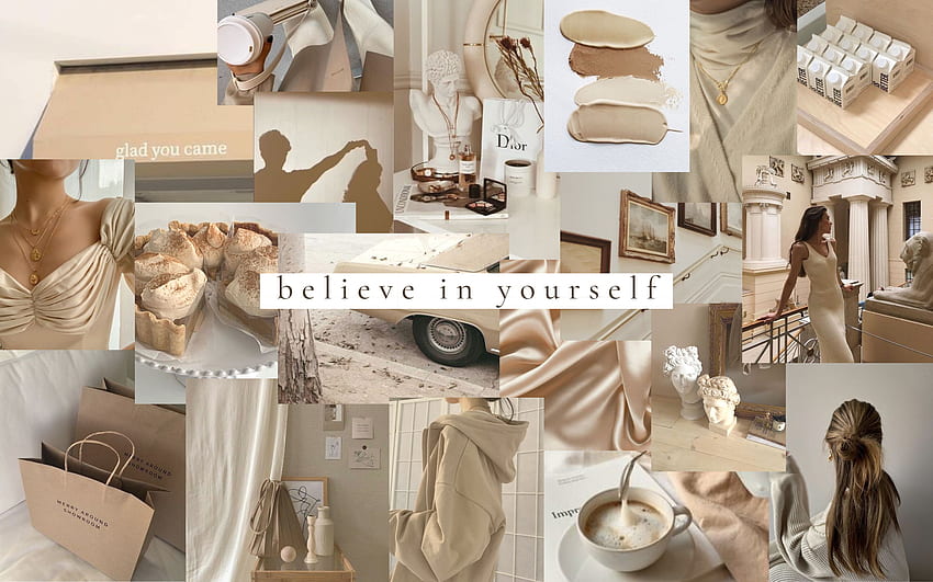 New positive quote beige collage aesthetic - New Beige, Beige Pc HD wallpaper