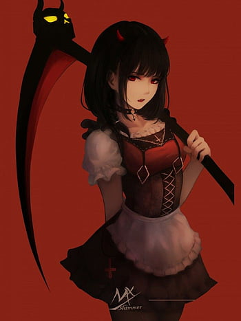 Demon Girl anime cute red HD phone wallpaper  Peakpx