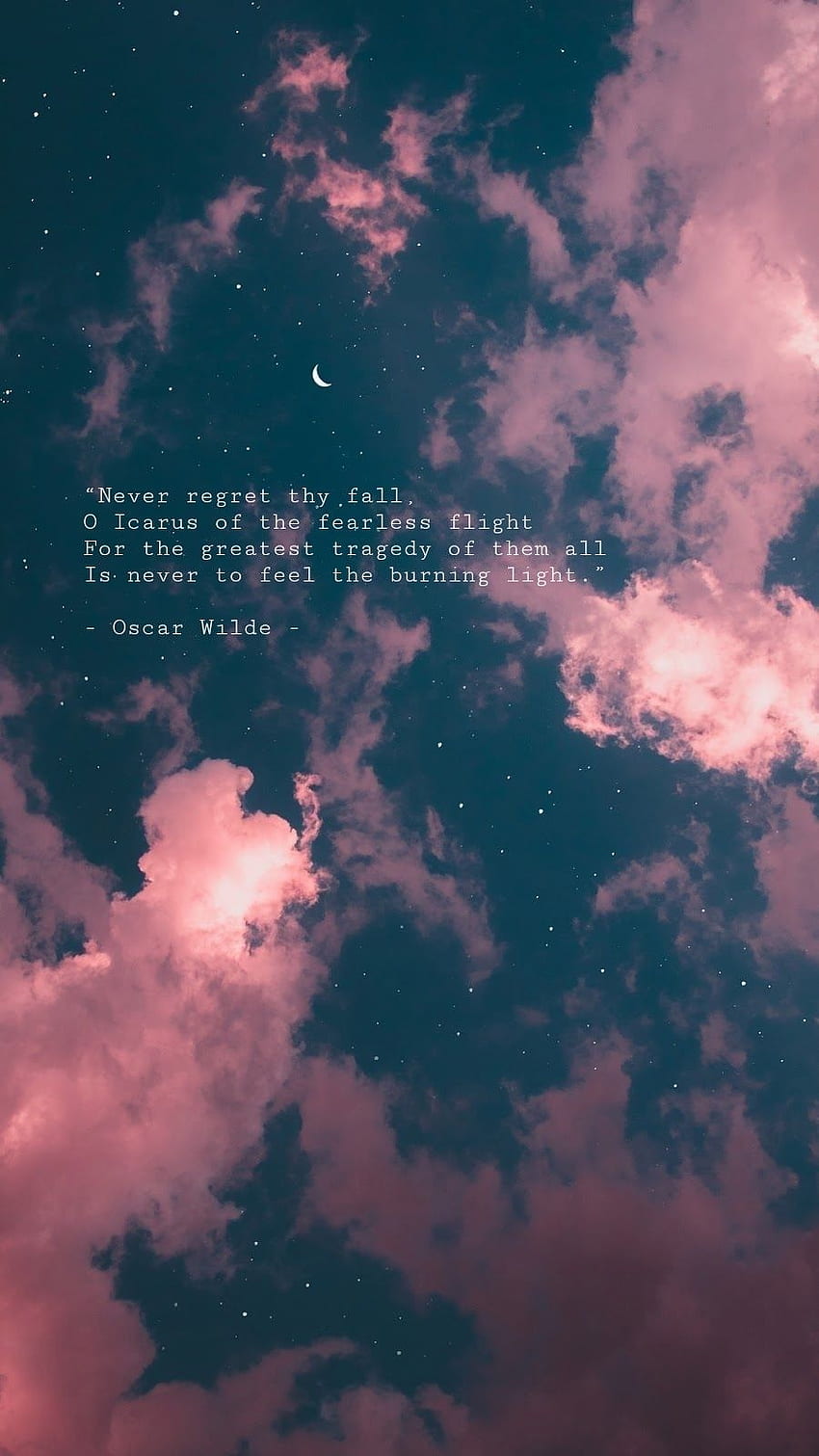 Bereue niemals deinen Sturz. Zitate des Nachthimmels, Zitate von Oscar Wilde, Zitate des Himmels HD-Handy-Hintergrundbild