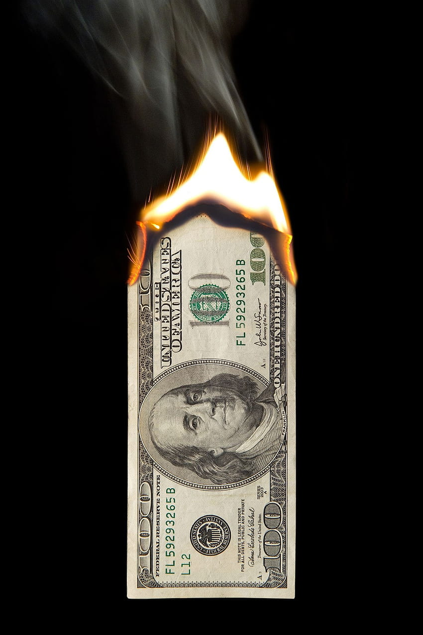 Dollar Bill On Fire - на банкнота от сто долара в огън. Money iphone, Dollar tattoo, Money tattoo, Burning Money HD тапет за телефон