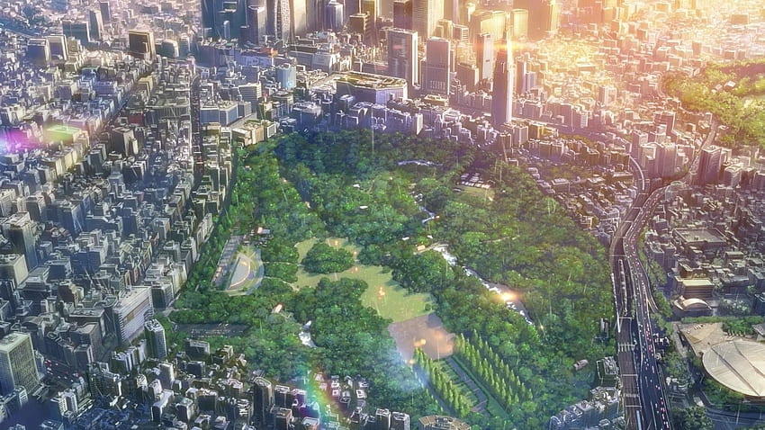 city the garden of words makoto shinkai, Anime Garden HD wallpaper