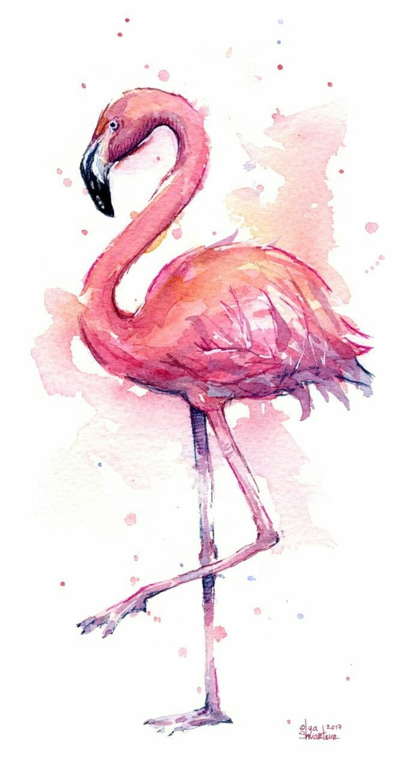 Flamingo, , und Kunst - Malerei mit zwei Flamingos - , Flamingo-Kunst HD-Handy-Hintergrundbild