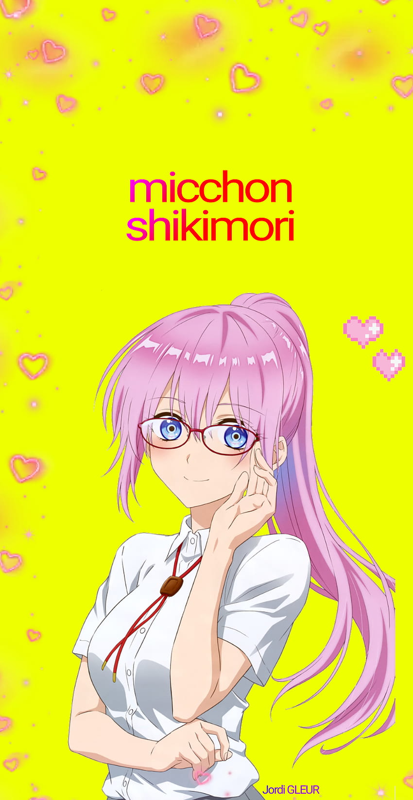 Micchon shikimori, изкуство, розово, аниме HD тапет за телефон