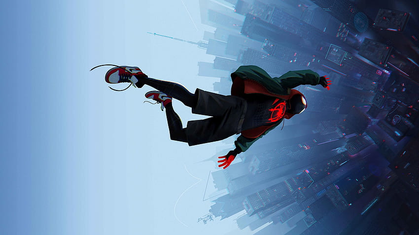 Spider Man Into The Spider Verse Review (2018). Crazy Superhero Transition, Miles Morales Falling HD wallpaper