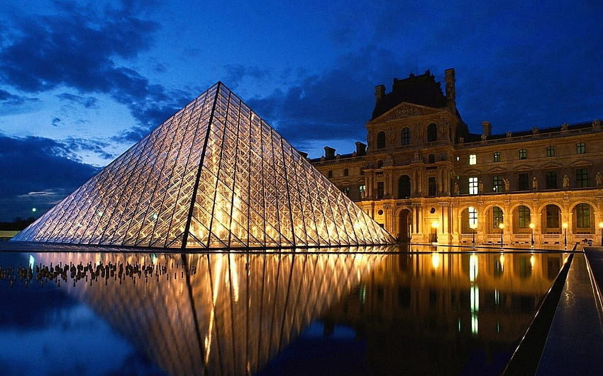 Музей Лувър Париж през нощта - 1920 x 1200 - Градове, Париж през нощта HD тапет