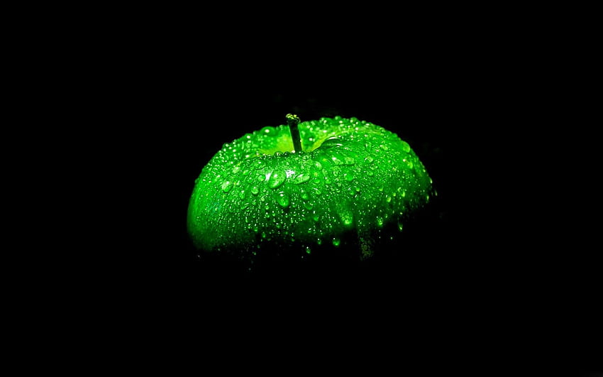 Green apple, black background , Green , Apple HD wallpaper