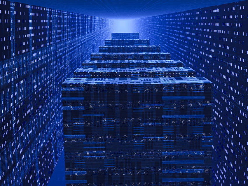 blue, futuristic, server, data center, infinity, future HD wallpaper