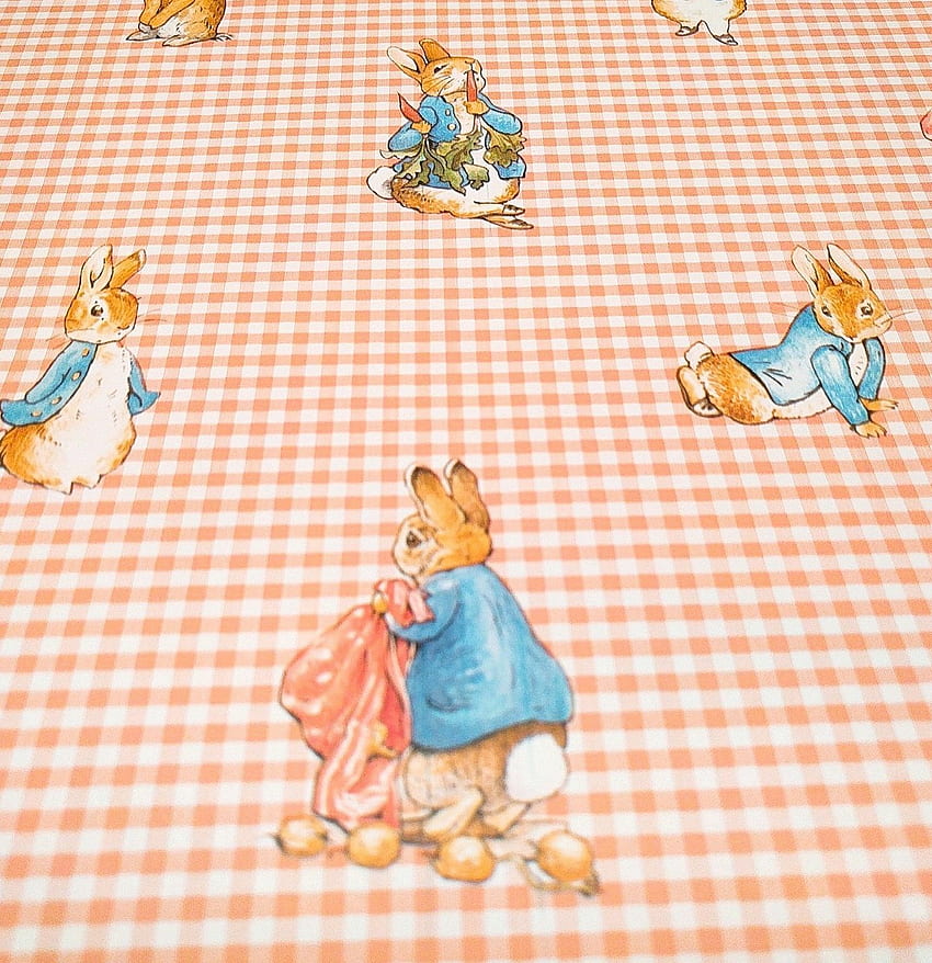 Vintage Nursery Beatrix Potter Peter Rabbit Pink Gingham fondo de pantalla del teléfono