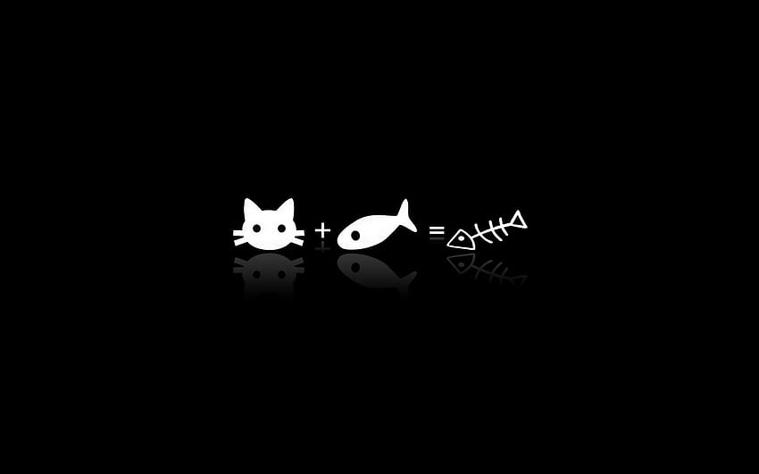 hitam, ilustrasi, kucing, minimalis, humor, refleksi, logo, kartun, Black Cat, komputer , font Dinding berkualitas tinggi Wallpaper HD